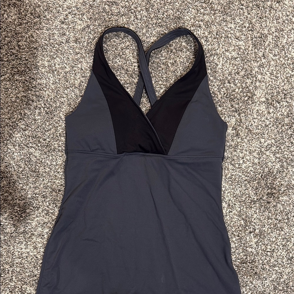 Black and Gray Halter Top